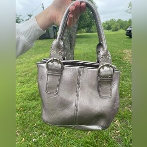 Vintage Silver Pleather Handbag